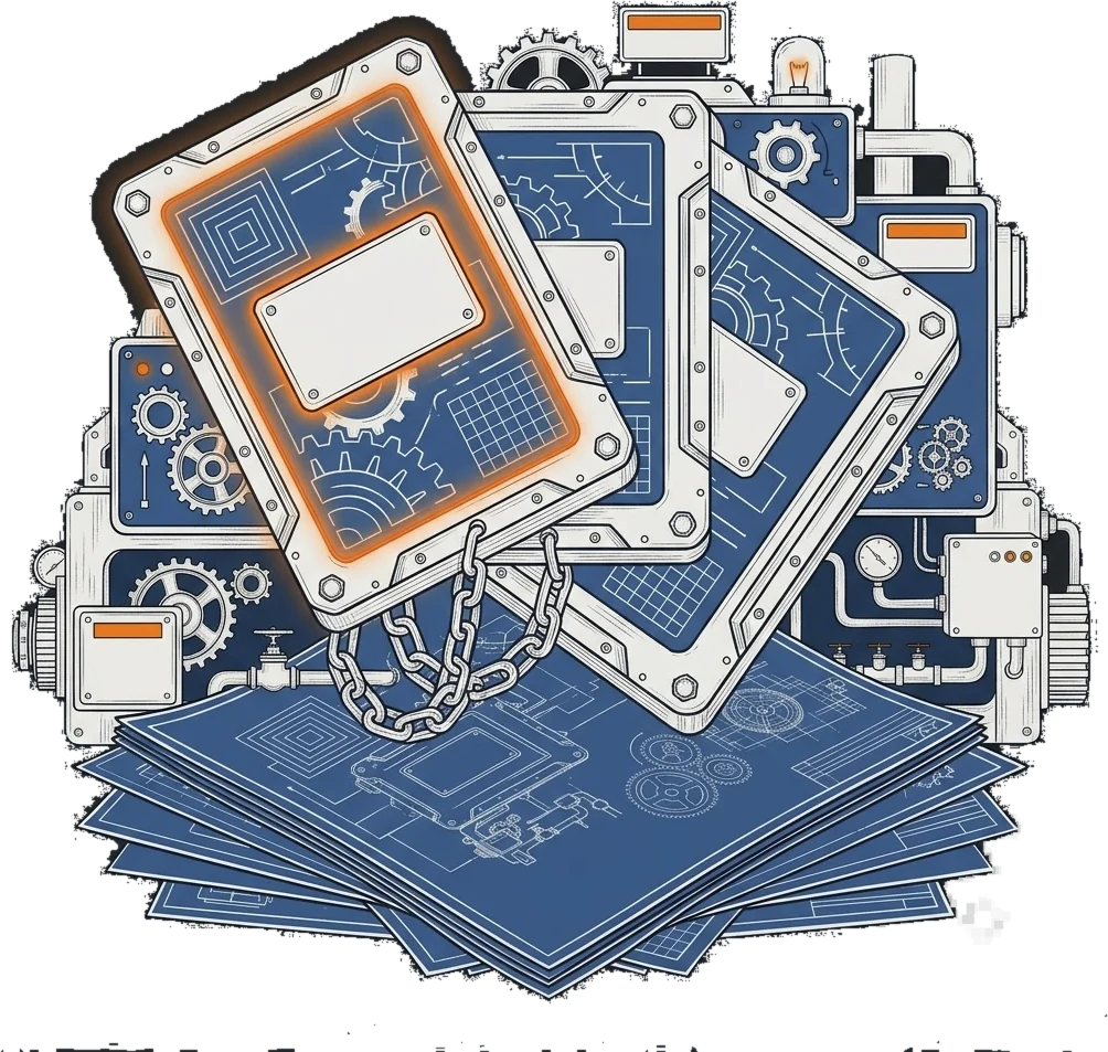 Position cards stacked on the blueprint and chained together, each one checkable by anybody